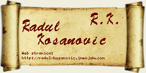 Radul Kosanović vizit kartica